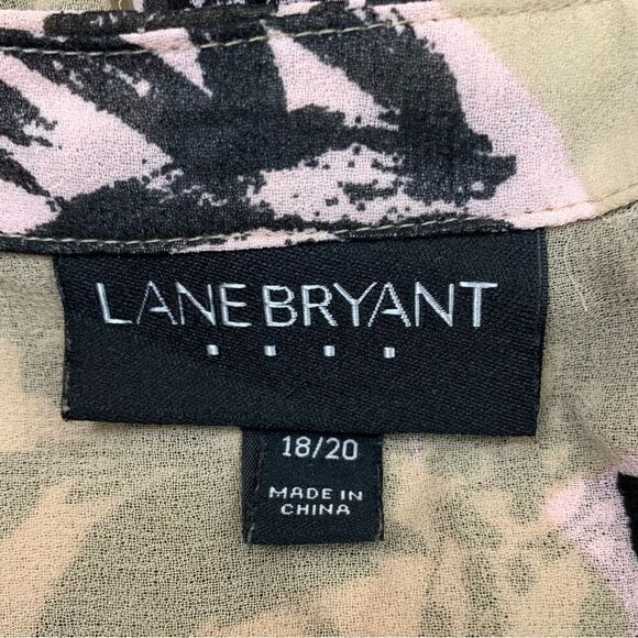 Lane Bryant Boho Floral V-neck Sheer Tan Long Sleeves Peplum Top - Picture 8 of 11